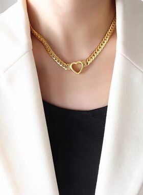 新款钛钢镂空爱心项链