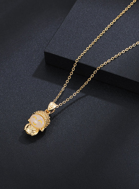 笑脸弥勒佛金镶玉吊坠