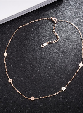 个性新款钛钢玫瑰金星星项链