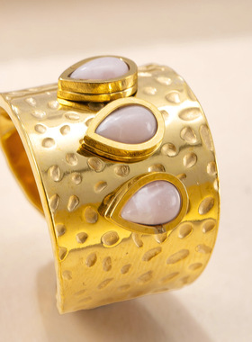 跨境新款不锈钢复古开口戒指