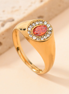 欧美宫廷风满钻锆石钛钢情侣戒