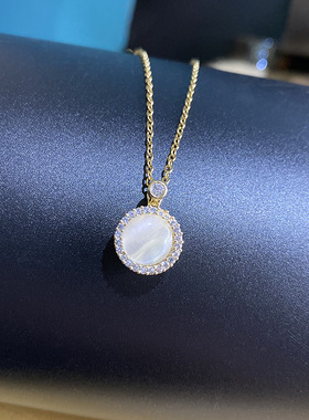 可旋转猫眼石钛钢项链