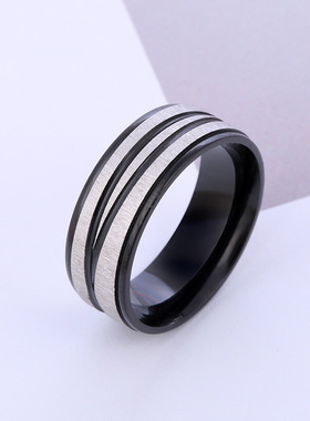 新款钛钢拉沙戒指男46