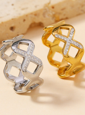 跨境钛钢镂空8字戒指1