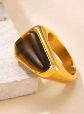 跨境新品不锈钢猫眼石轻奢中古风