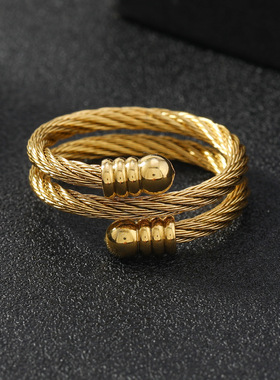 欧美简约不锈钢缆线戒指