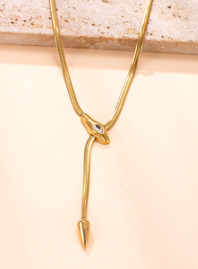 跨境爆款蛇头镶钻锁骨链