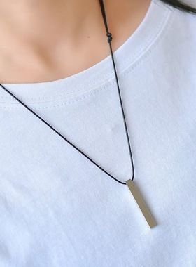 钛钢小方块吊坠男链61