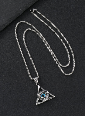 欧美铸造饰品 创意AK-47步枪项链嘻哈朋克恶魔之眼吊坠钛钢项链女