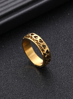 跨境热卖镂空桃心可转戒指