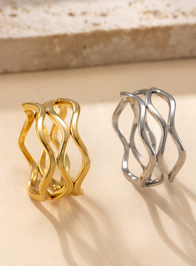 跨境热销个性镂空三线食指戒