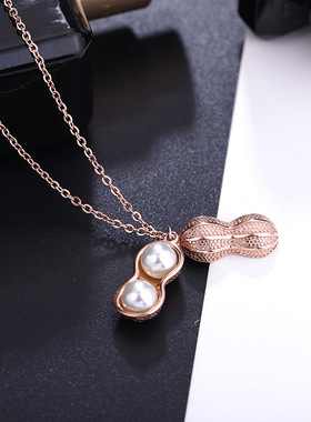 新款日韩珍珠钛钢项链