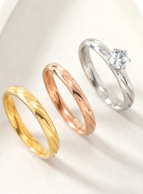 跨境热销钛钢情侣戒指套装