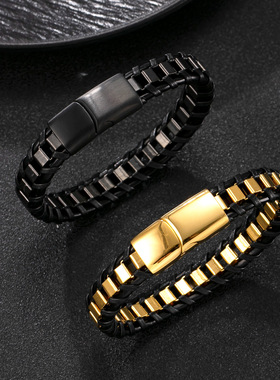 复古朋克不锈钢男士手环