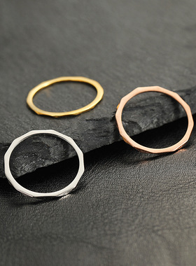 跨境钛钢玫瑰金极细尾戒