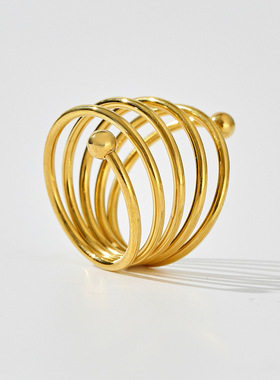 新款不锈钢多层线圈镂空钛钢戒指