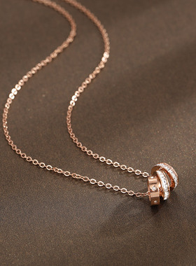 欧美风锆石钛钢项链女款