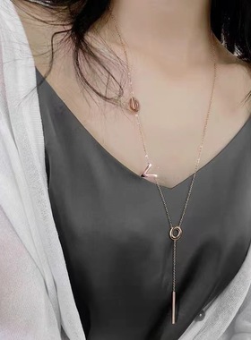 韩版钛钢玫瑰金love字母项链