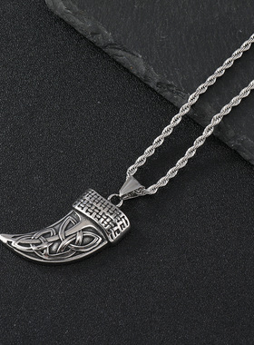 欧美跨境钛钢大象羽毛项链