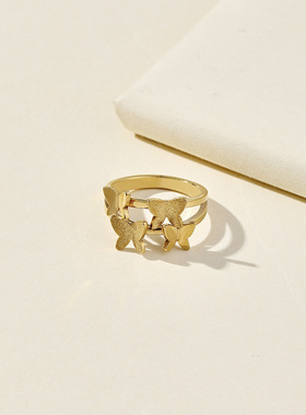 日韩风蝴蝶磨砂钛钢戒指