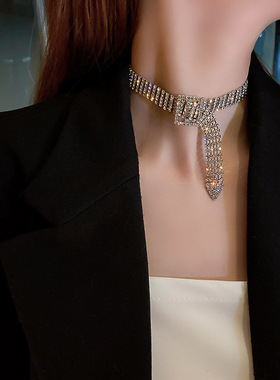 欧美时尚夸张潮流嘻哈皮带扣项链短款颈链choker个性设计感项饰女