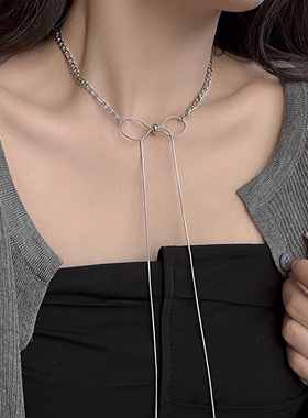 钛钢流苏项链女时尚轻奢蛇链一款