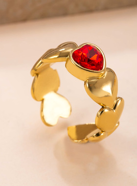 跨境热卖爱心镶钻开口戒指