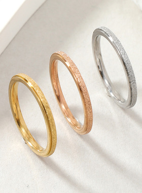 韩版三色钛钢情侣戒指