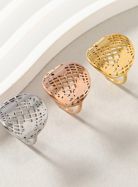 跨境钛钢世界地图镂空戒指