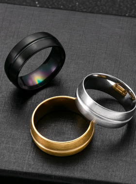 跨境热销钛钢男士戒指8mm