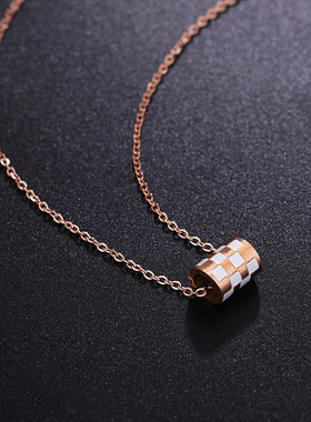 新款钛钢玫瑰金简约项链