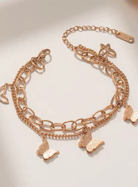 新款时尚轻奢粗链条钛钢手链女