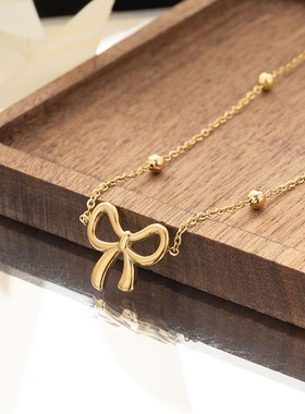 欧美钛钢蝴蝶结锁骨链