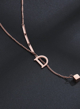 欧美轻奢玫瑰金镶钻锁骨链