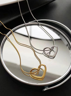 钛钢爱心项链女款0305