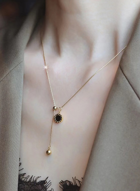 钛钢罗马圆形双面锁骨链