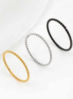 跨境热销极细麻花钛钢戒指