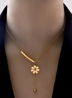 清新雏菊流苏项链女新款时尚网红