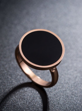 新款韩版钛钢玫瑰金圆形戒指时尚