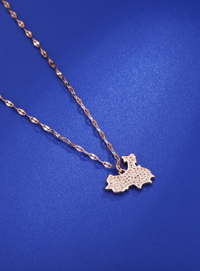 时尚创意地图项链女微镶锆石玫瑰