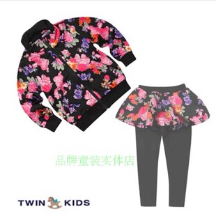 夹克T4W 小木马TWINKIDS专柜正品 冬款 P02清仓 女童薄绒套装 T0J02