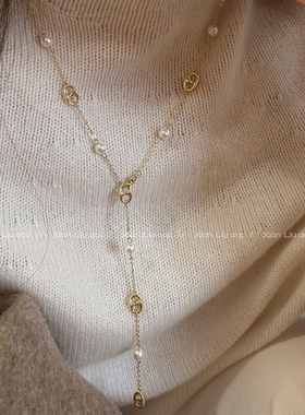 长款猪鼻子珠珠项链女2025新款轻奢小众气质高级感时尚锁骨链配饰