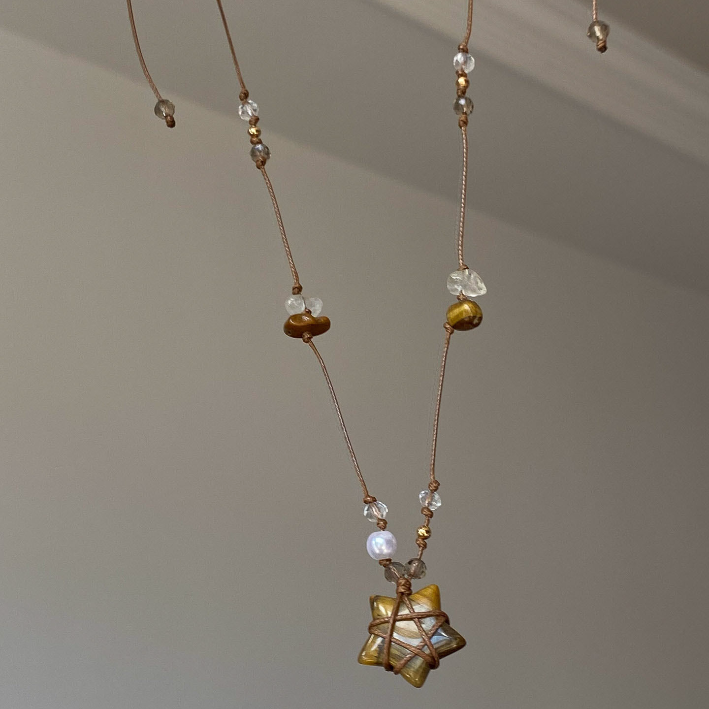 复古美拉德星星编绳项链秋冬新款长款毛衣链女百搭气质款流行时尚