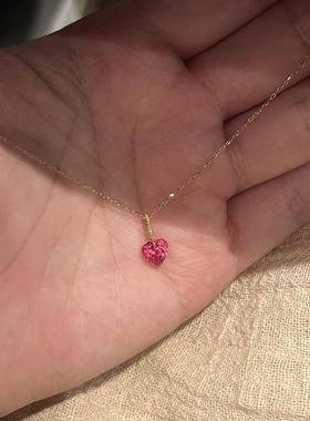 红色爱心锆锆锁骨链女款百搭