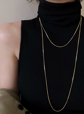 长款双层叠戴蛇骨项链