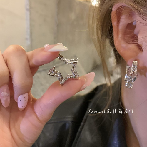 五角星耳钉女2025年新款爆款设计感极简金属冷淡耳饰独特气质耳圈