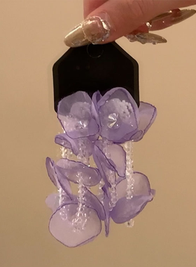 月芷花香_森系小清新紫色花朵耳钉女流苏耳环耳饰耳夹氛围感气质