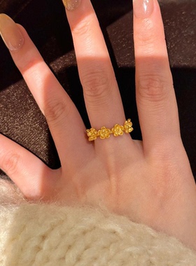 古法拉丝花瓣食指戒女秋冬