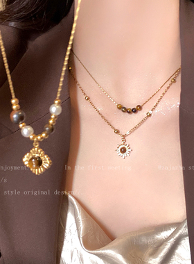 美拉德太阳花项链女轻奢高级感