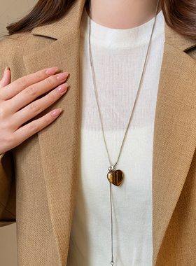 爱心随机纹理吊坠项链